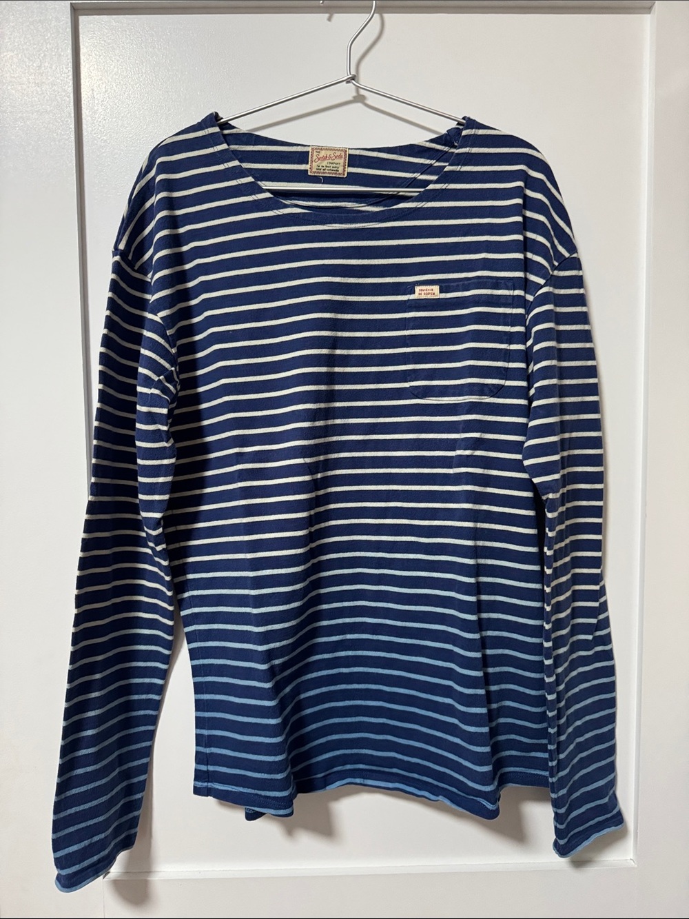 Scotch & Soda Navy and White Striped Long-Sleeve Tee